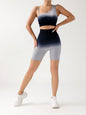 Women's Gradient Athletic Set - Seamless Capri Leggings & Sports Bra