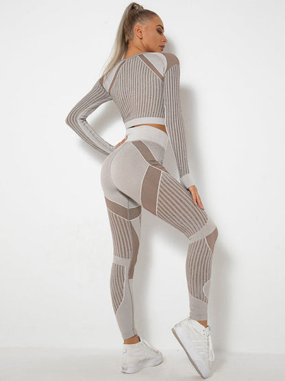 Women's Seamless Yoga Set - Quick-Dry Long Sleeve & Leggings