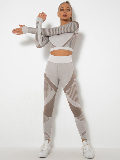 Women's Seamless Yoga Set - Quick-Dry Long Sleeve & Leggings