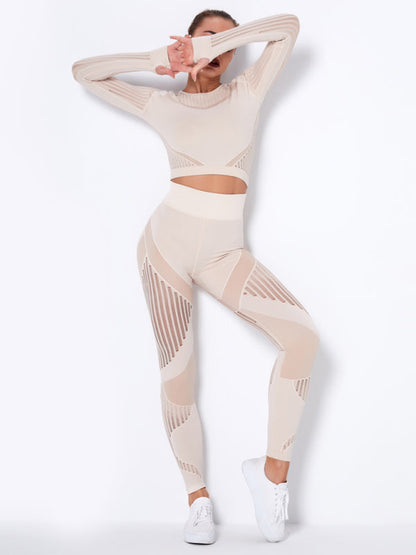 Women's Seamless Yoga Set - Quick-Dry Long Sleeve & Leggings
