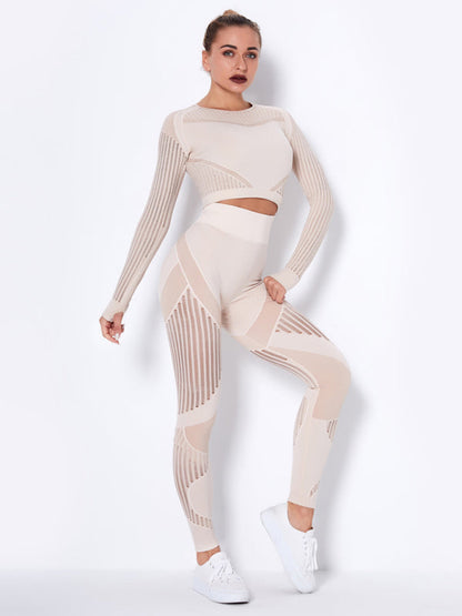 Women's Seamless Yoga Set - Quick-Dry Long Sleeve & Leggings