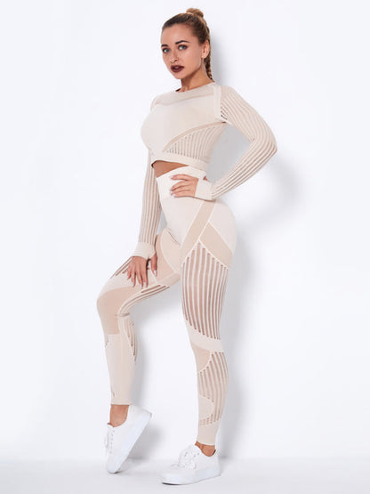 Women's Seamless Yoga Set - Quick-Dry Long Sleeve & Leggings