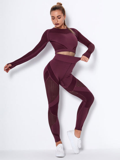 Women's Seamless Yoga Set - Quick-Dry Long Sleeve & Leggings