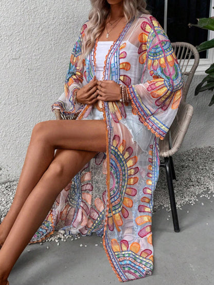 Modern Beach Skirt Casual Vacation Lace Cardigan Bikini Swimsuit Cover-Up Sun Protection Wear