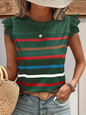 Striped Sleeveless Tank Top Polyester Women's Casual Blouse