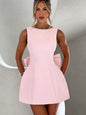 Women's Pearl Bow Fashion Slim Short Skirt Back Hot Girl A-Line Dress