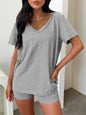 Y2K Sports Set Two-Piece | V-Neck T-Shirt & Hip-Lifting Pants | Pink & Gray