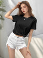 Round Neck Loose Fit Short Sleeve Cotton Women's T-Shirt