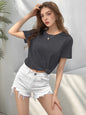 Round Neck Loose Fit Short Sleeve Cotton Women's T-Shirt