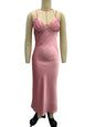Elegant pink satin midi skirt