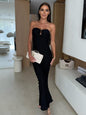 Sexy slim-fit tube top hip-hugging black dress