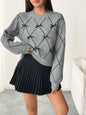Bow Detail Round Neck Sweater - Knit Pullover Top