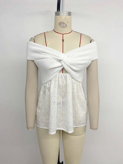 Casual holiday simple off-shoulder babydoll top