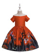 Halloween Witch Cosplay Dress for Kids - Cartoon Print Costume Dress Multiple Patterns