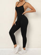 Women's Camo Athletic Jumpsuit - Cross Strap & High Waist Design