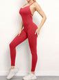 Women's Camo Athletic Jumpsuit - Cross Strap & High Waist Design