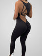 Women's Crisscross Back Athletic Jumpsuit - High-Waist & Sleeveless