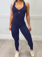 Women's Crisscross Back Athletic Jumpsuit - High-Waist & Sleeveless