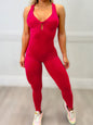 Women's Crisscross Back Athletic Jumpsuit - High-Waist & Sleeveless