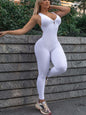 Women's Crisscross Back Athletic Jumpsuit - High-Waist & Sleeveless