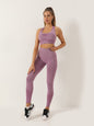 Women's Seamless Athletic Set - Dotted Sports Bra & High-Waist Leggings