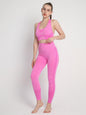 Women's Seamless Athletic Set - Dotted Sports Bra & High-Waist Leggings