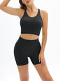Women's Seamless Cotton Athletic Set - High-Waist Shorts & Tank Top