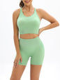 Women's Seamless Cotton Athletic Set - High-Waist Shorts & Tank Top