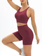 Women's Seamless Cotton Athletic Set - High-Waist Shorts & Tank Top