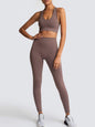 Women's Beautiful Back High Waist Peach Hip Seamless Knitted Vest & Pants Set