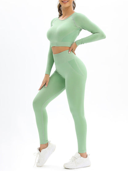Women's Seamless Athletic Set - Long Sleeve Top & Leggings