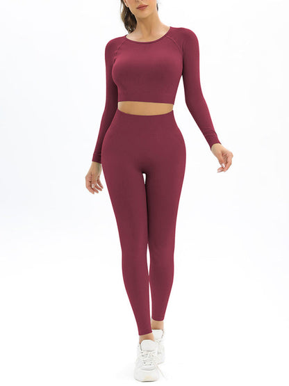 Women's Seamless Athletic Set - Long Sleeve Top & Leggings