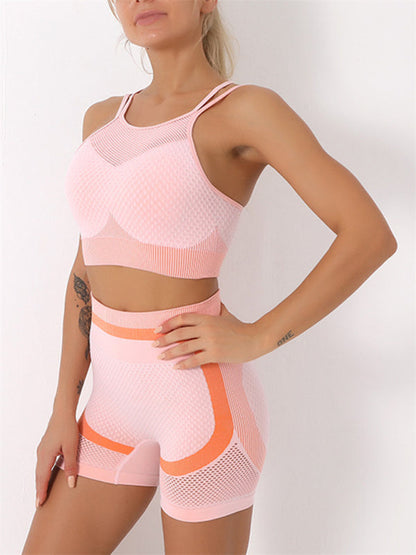 Women's Quick-Dry Seamless Backless Camisole & Shorts Yoga Set