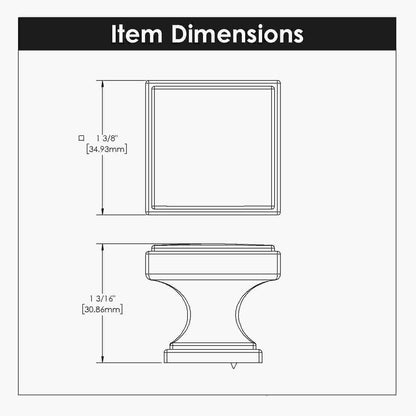 1-3/8 Inch Square Brownstone Square Knob