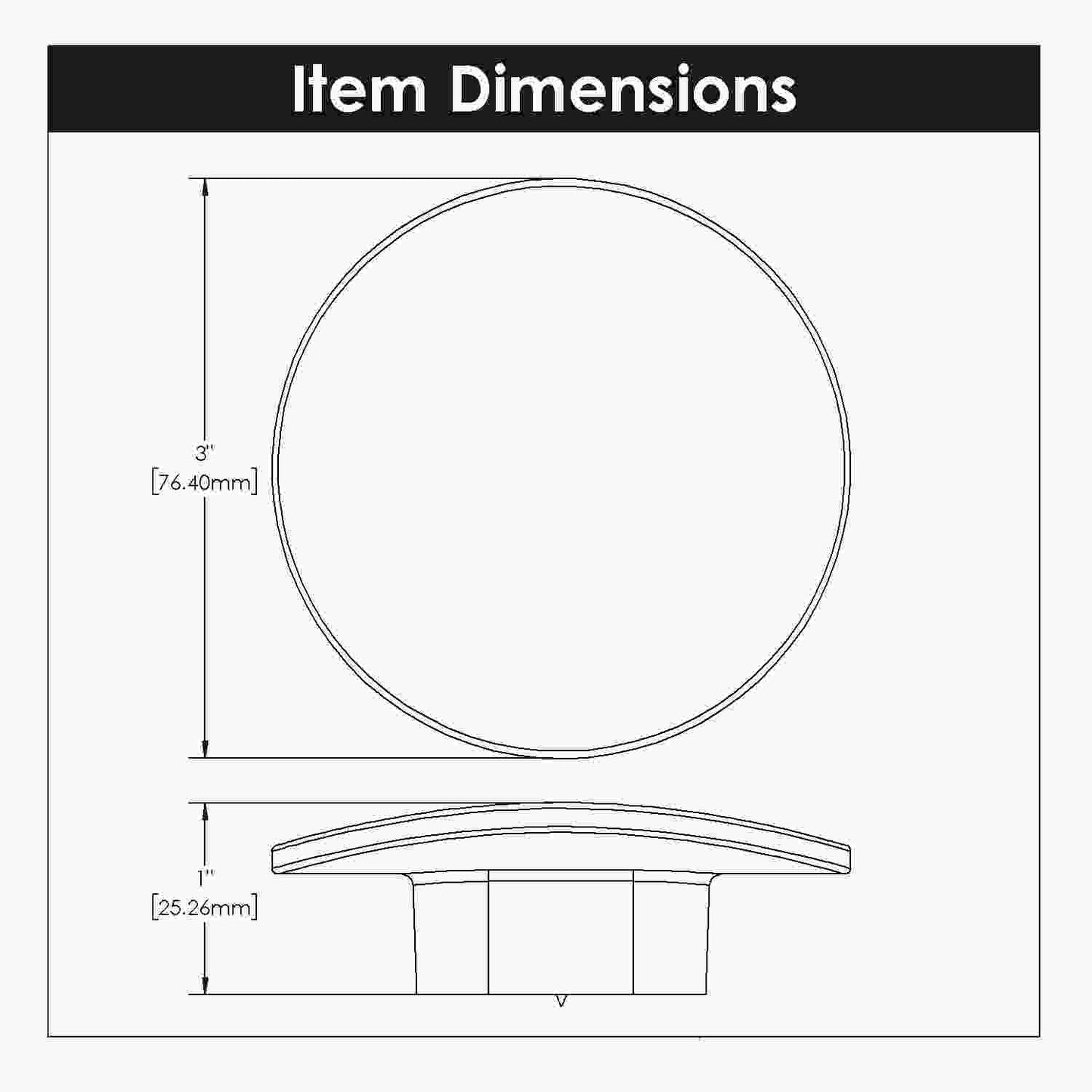 3 Inch Diameter Vale Round Knob