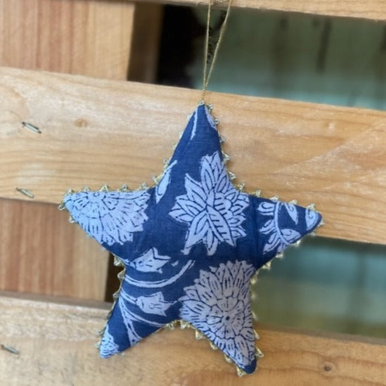 Gold Trimmed Cotton Star Ornaments