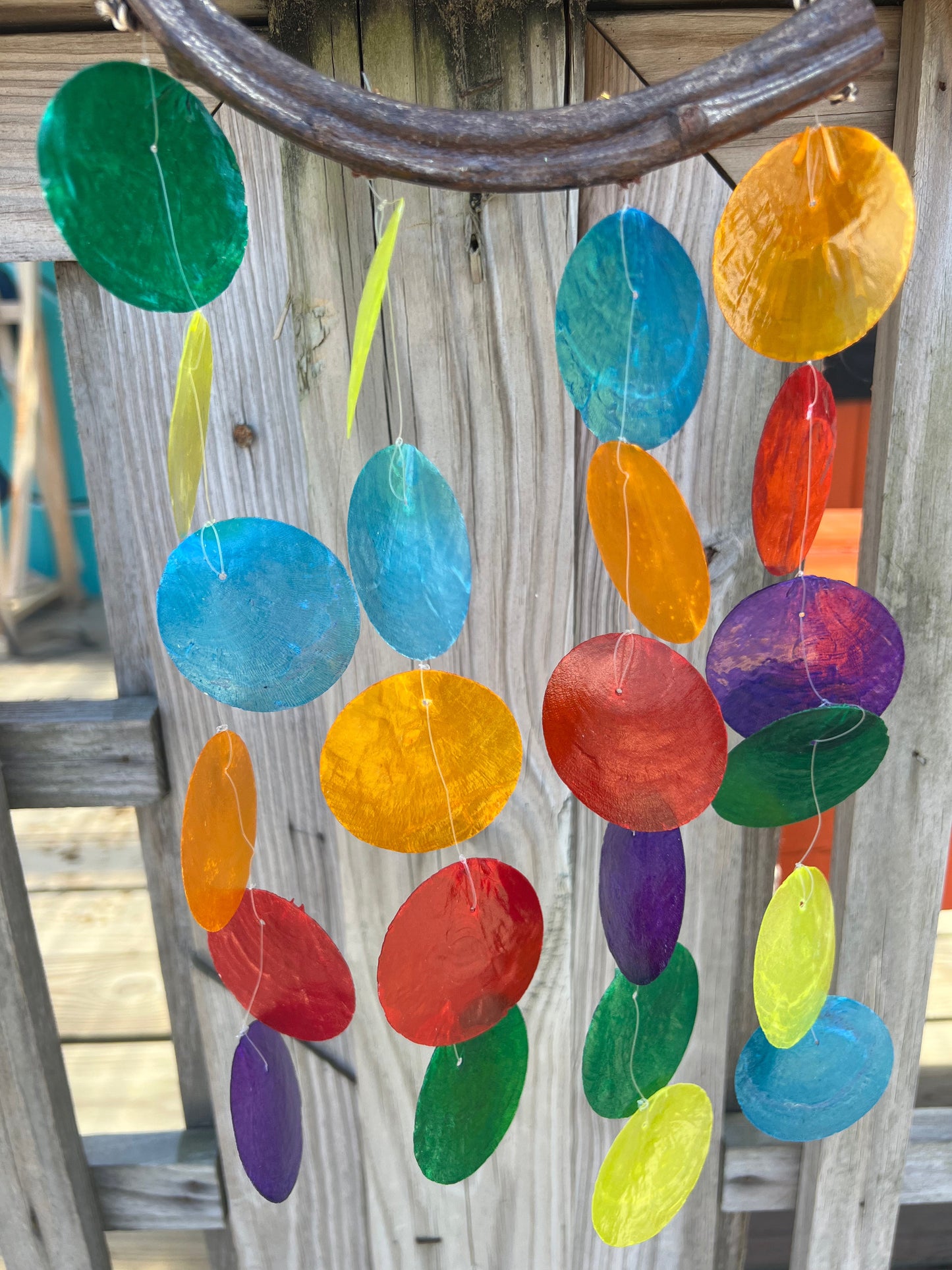 Multicolored Capiz Shell Drop- Blue, Pink or Rainbow