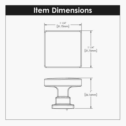 1-1/4 Inch Square Brighton Square Knob