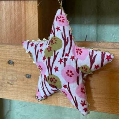 Gold Trimmed Cotton Star Ornaments