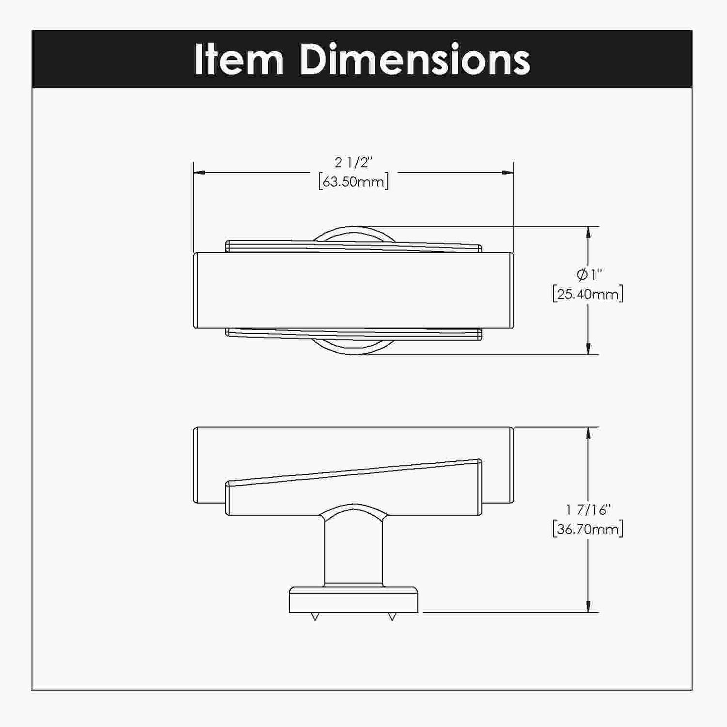 2-1/2 Inch x 1 Inch Firenze T-Knob