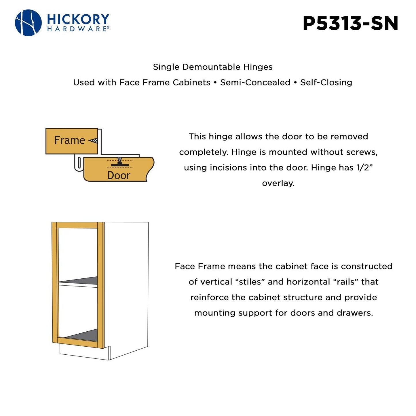 Single Demountable Hinge