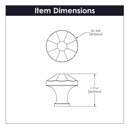 1-3/8 Inch Diameter Facette Round Knob
