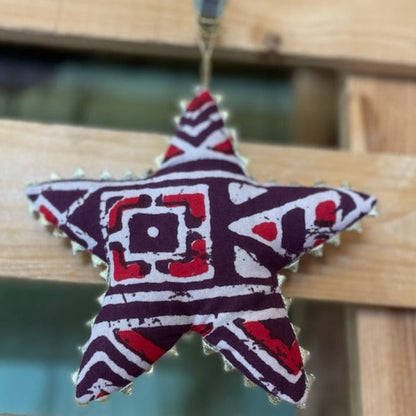 Gold Trimmed Cotton Star Ornaments