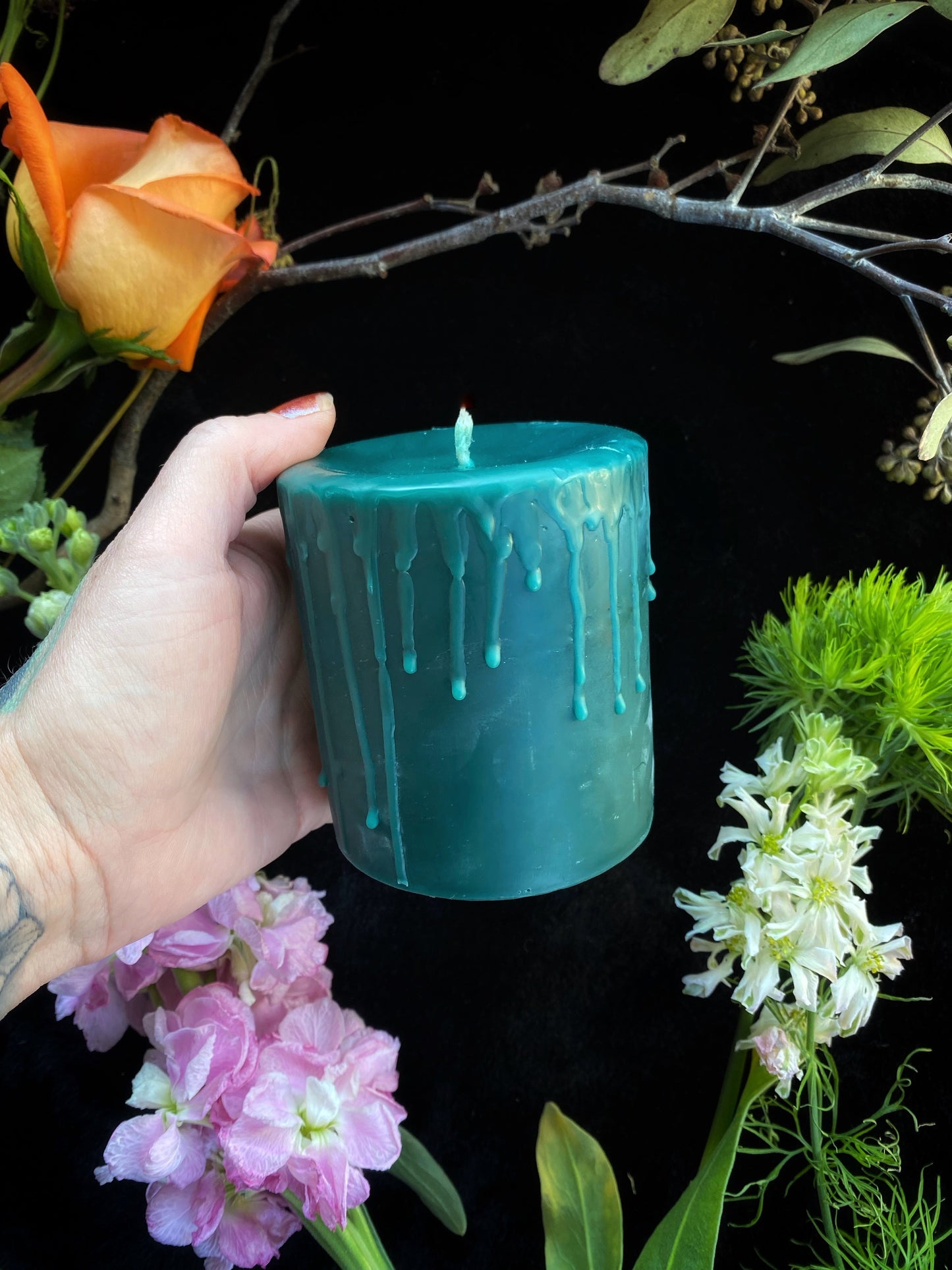 Forrest Green Beeswax Pillar Ritual Candles