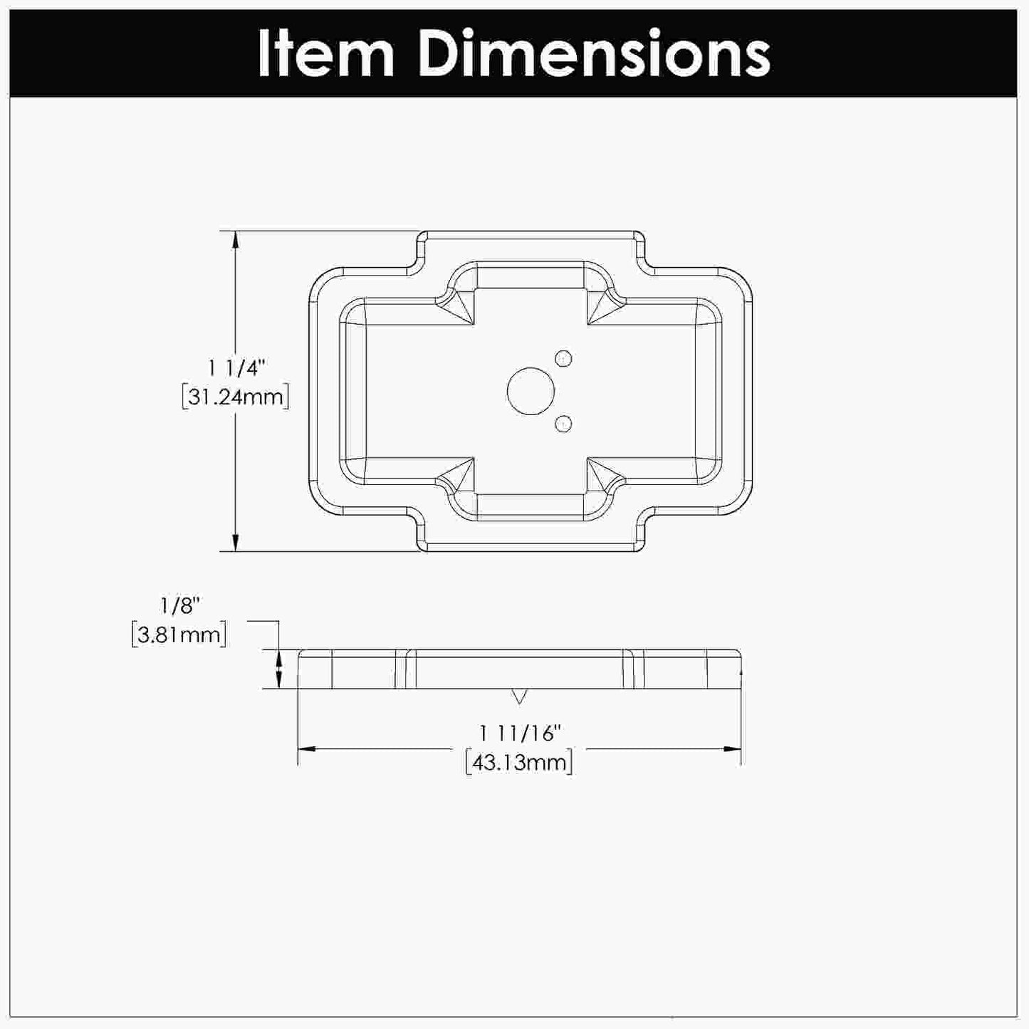 1-3/4 Inch x 1-1/4 Inch Coventry Knob Backplate