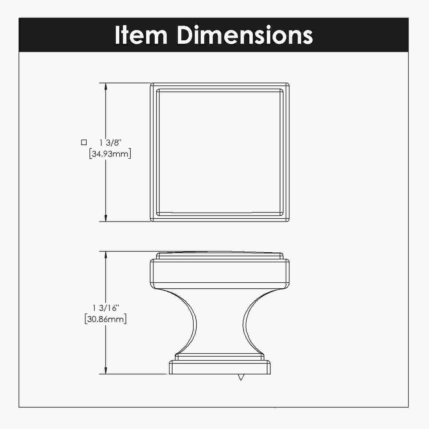 1-3/8 Inch Square Brownstone Square Knob