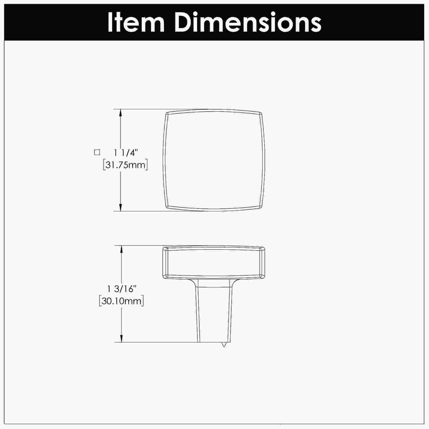 1-1/4 Inch Square Coventry Square Knob