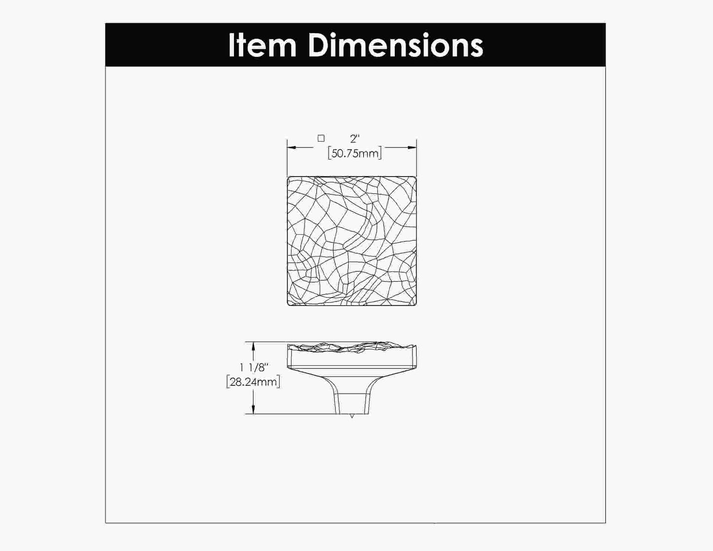 2 Inch Square Sandrine Square Knob