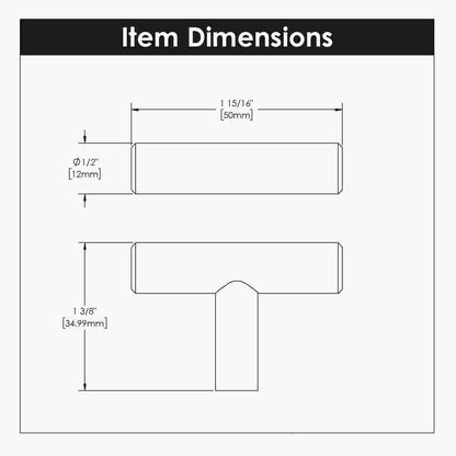 2 Inch x 1/2 Inch Contemporary Bar Pulls T-Knob