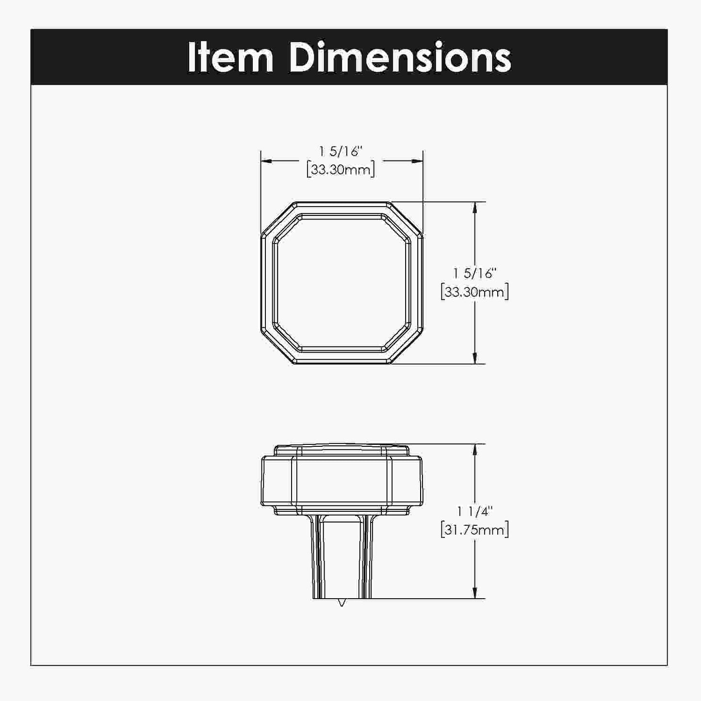 1-5/16 Inch x 1-5/16 Inch Monroe Square Knob